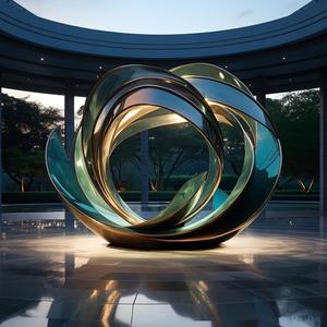 Scultura d'Arte Moderna in Metallo di Acciaio Inossidabile Lucido per Decorazione di Paesaggi, Fontane, Ville e Hotel da Esterno - Product Image 5