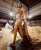 Statue de sirène en bronze grandeur nature, patine verte antique, sculpture de sirène sur roche pour piscine, jardin, décoration extérieure