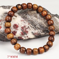 Bracelet en perles de bois naturelles en forme de baril, fait main, perles de prière en bois, bracelet extensible pour hommes et femmes, à porter au quotidien