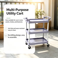 Chariot de livraison pour bureau et courrier à 3 niveaux avec plateaux à rebords surélevés et roues verrouillables pour immeubles de bureaux