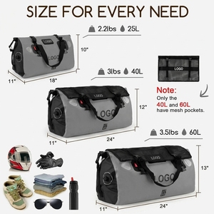 Sac de voyage étanche léger et portable de 60 L, sac de sport en PVC étanche à l'air, équipement de voyage pour moto, kayak, rafting, ski, randonnée, camping - Product Image 2