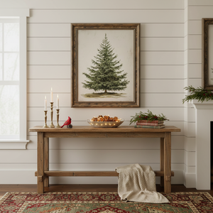 Stampa Artistica Botanica Vintage Invernale, Albero di Natale Rustico in Pino, Decorazione Festiva per la Stagione Invernale - Product Image 3