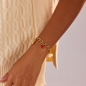 จี้รองเท้าทรงบูทประดับเพิร์ลเรดเซอร์คอน สไตล์เรียบหรูสำหรับการเดินทางประจำวัน สร้อยข้อมือสไตล์หวาน เครื่องประดับนำเข้า - Product Image 1