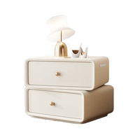 Table de Chevet Moderne Minimaliste en Bois Blanc avec Deux Tiroirs Rotatifs, Design Créatif pour Chambre d'Hôtel et Salon