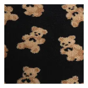 Polyester bear and sherpa jacquard knitted fabric for autumn and winter children's clothing outerwear fabric