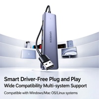 UGREEN Hub USB 3.0 4 ports, câble de 0,15 m, répartiteur USB avec port d'alimentation Type C pour ordinateur portable PC