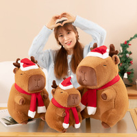 Peluche Capybara Mignonne de Noël, Jouet en Peluche Kawaii, Décoration de Noël, Jouet pour Machine à Pinces, Jouet Doux de Dessin Animé