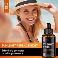 Gouttes liquides de Vitamine K2+D3 Premium pour le soutien immunitaire et l'énergie, supplément alimentaire sublingual de Vitamine D3+K2