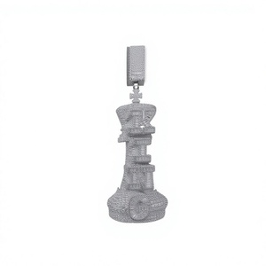 Colgante de Corona de Rey, Chapado en Rodio, Aleación, Estilo Hip Hop, con Cristales de Corte Baguette, para Hombre, Regalo - Product Image 1