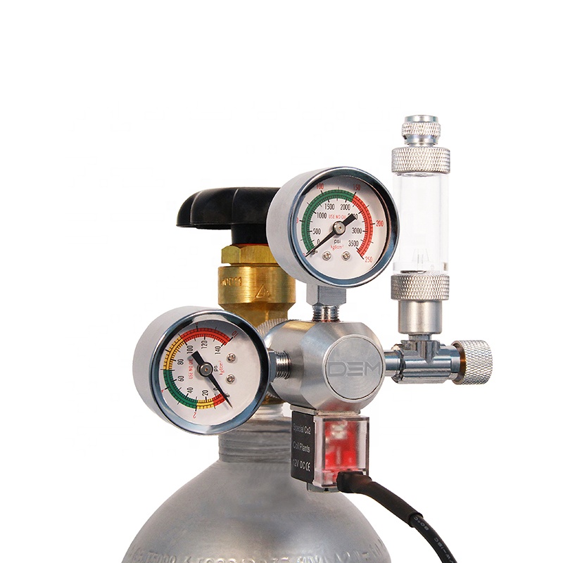 DEM AC0100 DC соленоид большой двойной Манометр дисплей Счетчик пузырей обратный клапан растение DIY Аквариум Co2 Регулятор