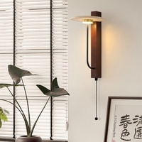 Applique Murale LED en Bois Style Rétro Japandi & Médiéval avec Interrupteur pour Salon, Hôtel, Escalier, Chevet - Lumière Jaune Effet Pierre de Grotte