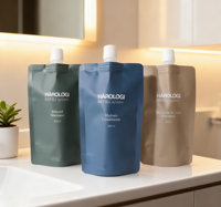 Fabricant personnalisé Doypack pochette avec capuchon bec pour revitalisant capillaire et shampoing recharge emballage avec logo inclus