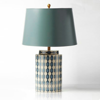 Lampadaires en céramique américaine Creative Blue Bedroom Living Room Study Coffee Shop Homestay Bedside Hotel Table Lights Luminaires
