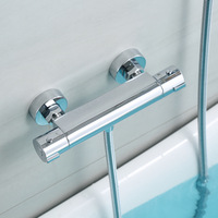 Robinet de douche thermostatique encastré tout cuivre avec mitigeur chaud/froid et ensemble de douche pluie pour baignoire