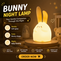 Lampe LED USB à capteur tactile en forme de lapin, mignonne lampe de chevet, lampe de table tactile, veilleuse pour enfants, veilleuse pour chambre d'enfant