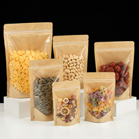 Sachet Doypack Autoportant Refermable en Papier Kraft Brun Transparent avec Fermeture Zip pour Emballage Alimentaire (Noix, Café, Thé)