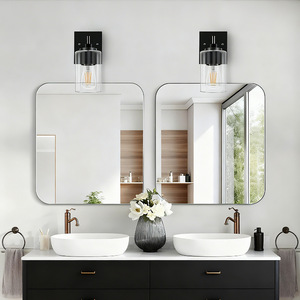 Lampes miroir murales avec abat-jour en verre noir, éclairage minimaliste pour salle de bain, ampoules incandescentes - Product Image 1