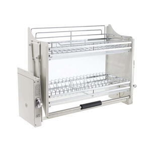 Égouttoir à vaisselle coulissant gauche en acier inoxydable 304 avec poignée, rangement moderne pour armoire de cuisine - Product Image 1