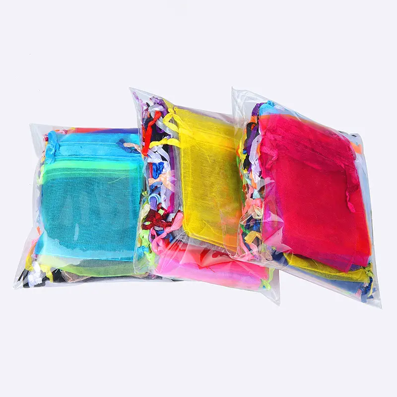 Wholesales Colorful Organza Ribbon Organza Dot Ribbon Jewelry Packaging Bag 7*9 9*12 10*15cm Organza Bags Gift Storage