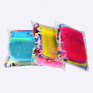 Atacado Colorido Organza Ribbon Organza Dot Ribbon Jóias Embalagem Bag 7*9 9*12 10*15cm Organza Bags Gift Storage