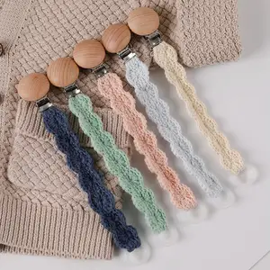 Bé Giả Chuỗi Pacifier Clip Crochet Bông Vú Cao Su Chủ Toddler Mọc Răng Đồ Chơi Núm Vú Clip Set Sang Trọng Núm Vú Với Clip