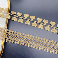 Belle bordure en dentelle filet brodée métallique dorée brillante – Dentelle à bordure dorée