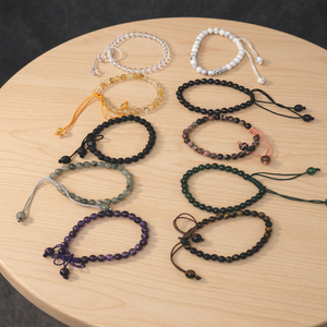สร้อยข้อมือหินไทเกอร์อาย ลูกปัดกลมขนาด 6 มม. เชือกฝ้ายปรับได้ ทำด้วยมือ - Product Image 4