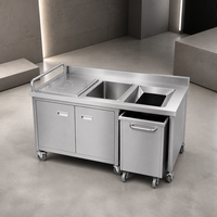 Chariot de récupération des déchets en acier inoxydable, chariot à déchets alimentaires, séparateur d'eau et d'huile, évier avec poubelle extractible pour cuisine commerciale, sur mesure