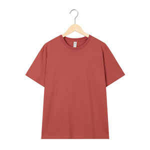 205g verano algodón manga corta personalizado hombres color sólido suelto cuello redondo gran tamaño hombres camiseta base al por mayor - Product Image 2