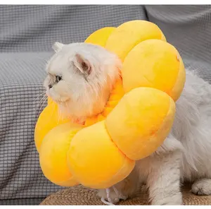Anti lambendo e mordendo Soft Head Cover Girassol Designer Bonito Soft Pet Elizabeth Collar Para Cães Gatos