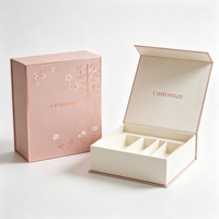 Boîte cadeau rigide magnétique de luxe avec logo personnalisé, rose poudré, or rose, fleur de cerisier, avec insert pour cosmétiques, pinceaux de maquillage, vente en gros