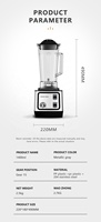 Silver Crest Blender 1500W 2L Grande Capacité Commercial Avec Mélangeur Broyeur Heavy Duty Machine Portable Ice Smoothie Blenders