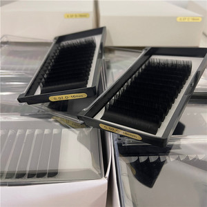 Extensions de cils volume noir mat foncé 0.05 0.07 0.10mm d'épaisseur, fibre PBT coréenne premium, courbure C, sans cruauté animale, véganes, Easy Fan - Product Image 3