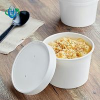 Bol à nouilles en papier kraft blanc jetable de restaurant avec logo personnalisé récipient en papier recyclable pour soupe chaude saladier