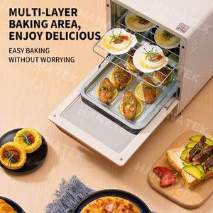 เตาอบไฟฟ้าแนวตั้งแบบ15L พร้อมการอบ3ชั้นเตาอบอเนกประสงค์ขนาดกะทัดรัดพร้อมล็อกนิรภัยสำหรับผู้ที่ชื่นชอบการอบที่บ้าน - Product Image 2
