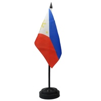 Ornements de mini-drapeaux nationaux personnalisables Philippines, drapeaux de bureau et de négociation avec base en plastique, fabriqués aux Philippines