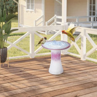 Bain d'oiseaux moderne en céramique pour patio et jardin, éco-responsable, émaillé, surélevé, pour potager sur pied