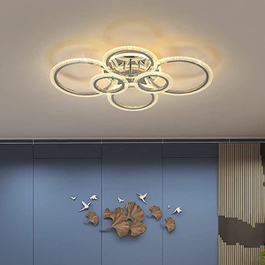 Lámpara de techo moderna de 58W, luz LED empotrada regulable, 4 anillos, colgante de techo acrílico, para sala de estar y comedor - Product Image 2