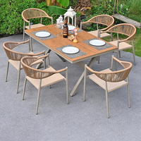 Ensemble table et chaises de salle à manger d'extérieur moderne et écologique avec structure en fer, garantie 3 ans, pour hôtels, restaurants, parcs, entrepôts et gymnases