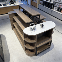 Ensemble de tables basses contemporaines en acier et MDF, durables, 3 pièces, réglables, pré-assemblées, présentoir de supermarché