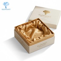 Emballage en papier rigide de luxe avec doublure en velours doré pour boîte cadeau personnalisée avec couvercle et base pour parfum, huile essentielle, etc.