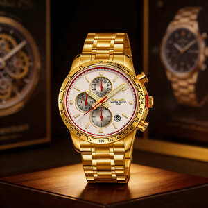 นาฬิกาข้อมือผู้ชายสไตล์ธุรกิจและกีฬา โครโนกราฟ แสดงวันที่ ตัวเรือนสแตนเลส สตีล พร้อมเข็มวินาทีขนาดเล็ก ดีไซน์หรูหรา กันน้ำ หน้าปัด 45 มม. รับผลิตแบบ OEM - Product Image 1