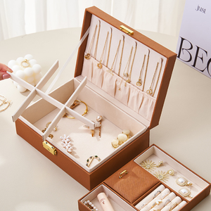 Manufacturer Custom Large Capacity PU Leather Jewelry <b>Storage</b> <b>Box</b> Necklaces Rings Earrings Bracelets Organizer <b>Box</b> for Travel - Product Image 4