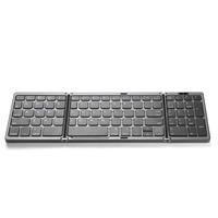 Keyboard lipat Bluetooth, kunci BT lipat dengan Touchpad portabel nirkabel lipat Keyboard untuk Laptop Tablet telepon nomor Notebook