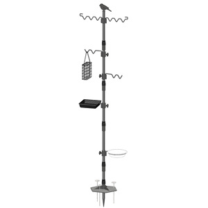 Mangeoire à oiseaux en métal TJ-019, 1,9 m, à fixer au sol avec abreuvoir, pour jardin, usage extérieur, finition peinte - Product Image 5