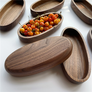 Rắn màu đen Walnut gỗ Snack khay rỗng Đĩa đơn mảnh trái cây bằng gỗ và hộp lưu trữ máy tính để bàn bán buôn tùy chỉnh logo - Product Image 2