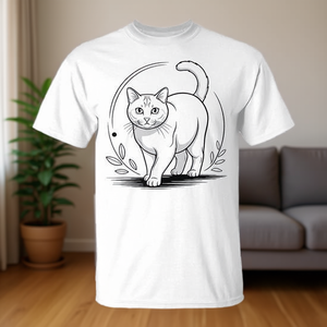 Camiseta minimalista con diseño de gato birmano europeo de Line Art - Product Image 3