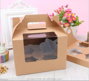 ขายร้อนขายส่งสีขาวสีน้ำตาลแบบพกพาทนทานมัฟฟินขนมของขวัญแบกกล่องกระดาษ - Product Image 2