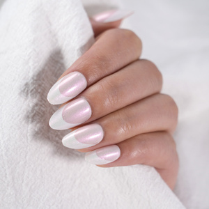 In magazzino 32 pz Gel morbido di alta qualità a mandorla corta argento <span class=keywords><strong>nero</strong></span> linea vortice su unghie Set unghie finte da <span class=keywords><strong>donna</strong></span> - Product Image 6