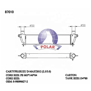 87010 Oem 8980906272 ISUZU D-MAX 2012 2.5/3.0カーエンジン自動車部品用アルミニウムインタークーラー - Product Image 2